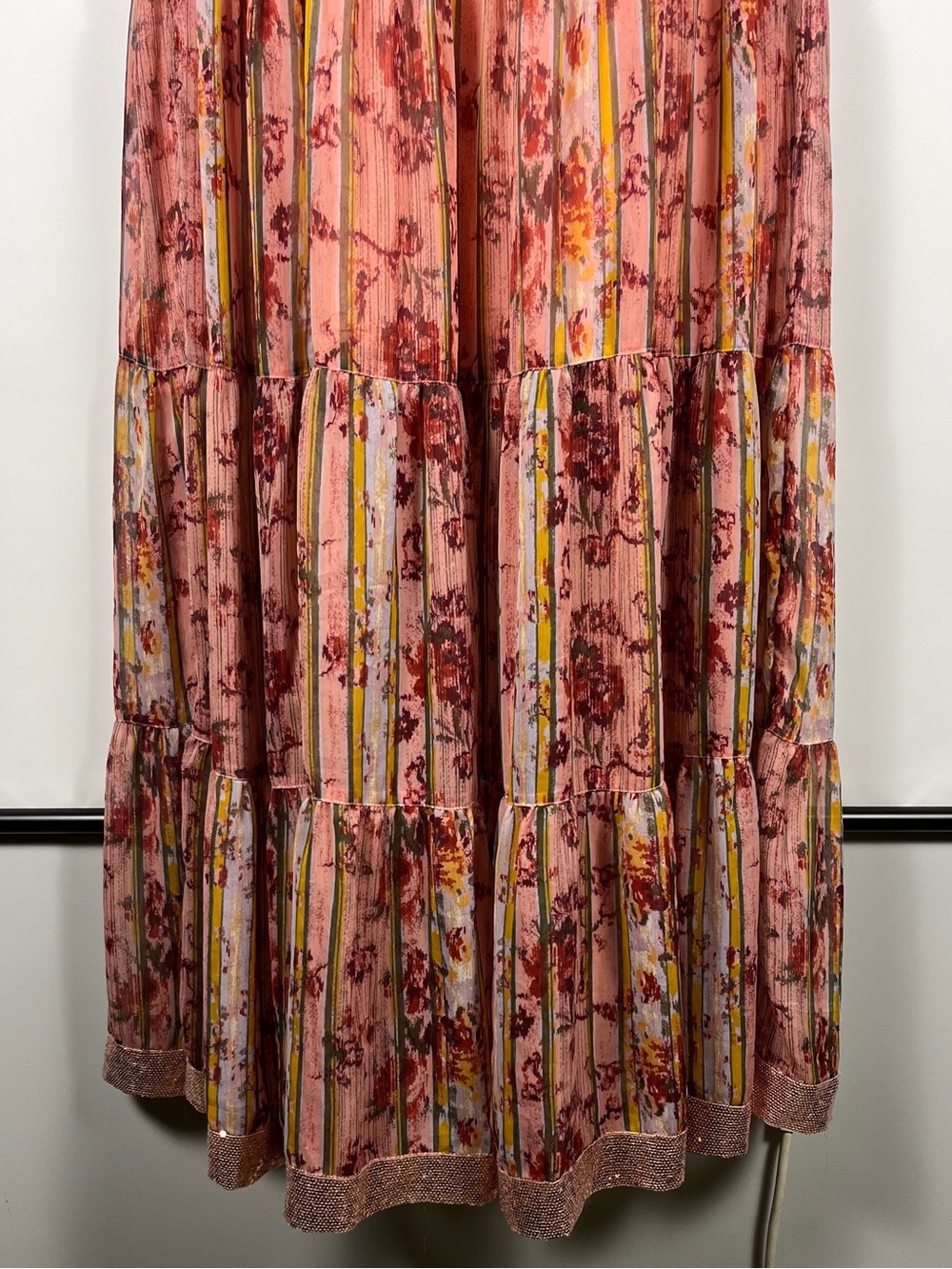 Free People Wallpaper Maxi Dress Pink with Floral Stripe Size Small - Picture 5 of 11